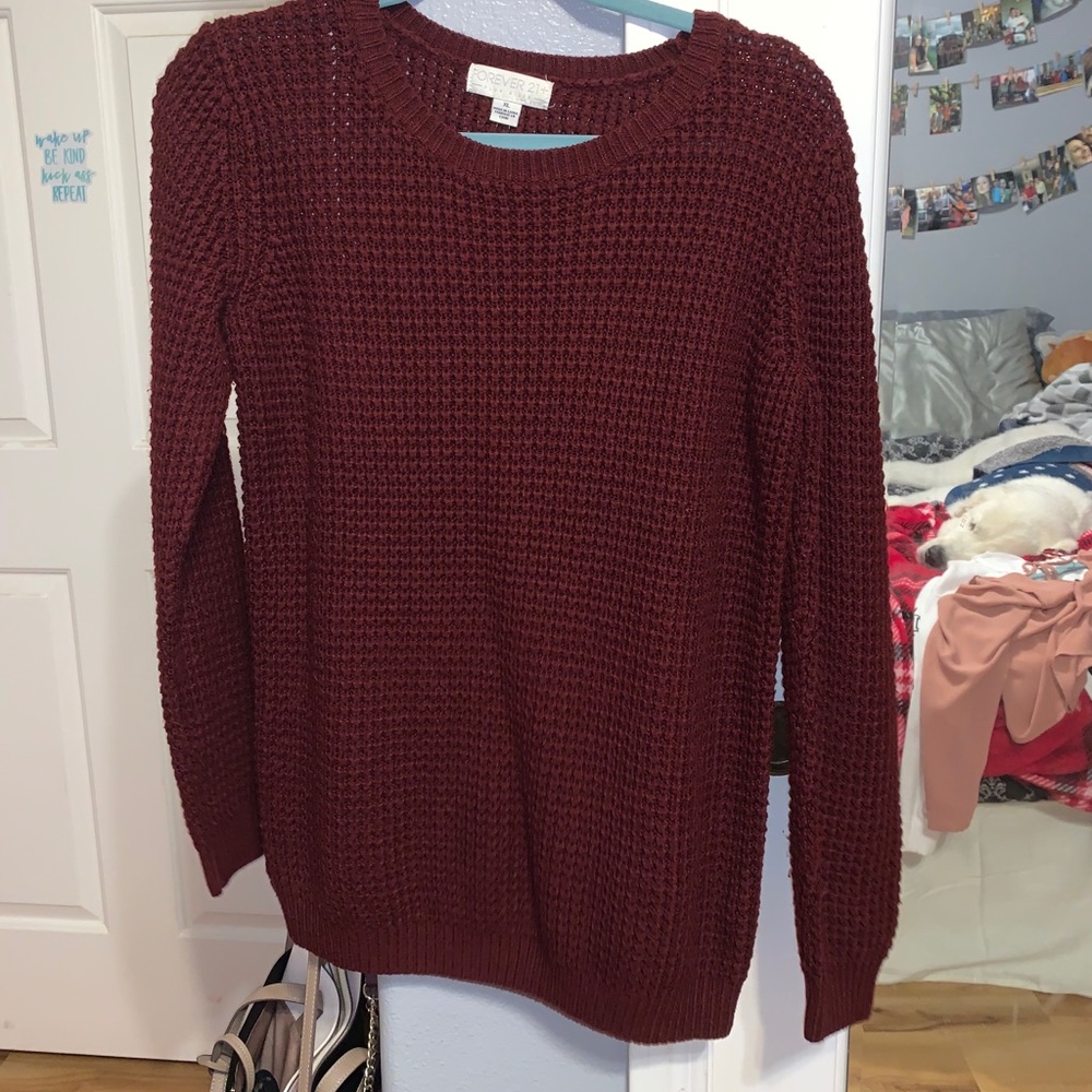 forever 21 maroon oversized sweater